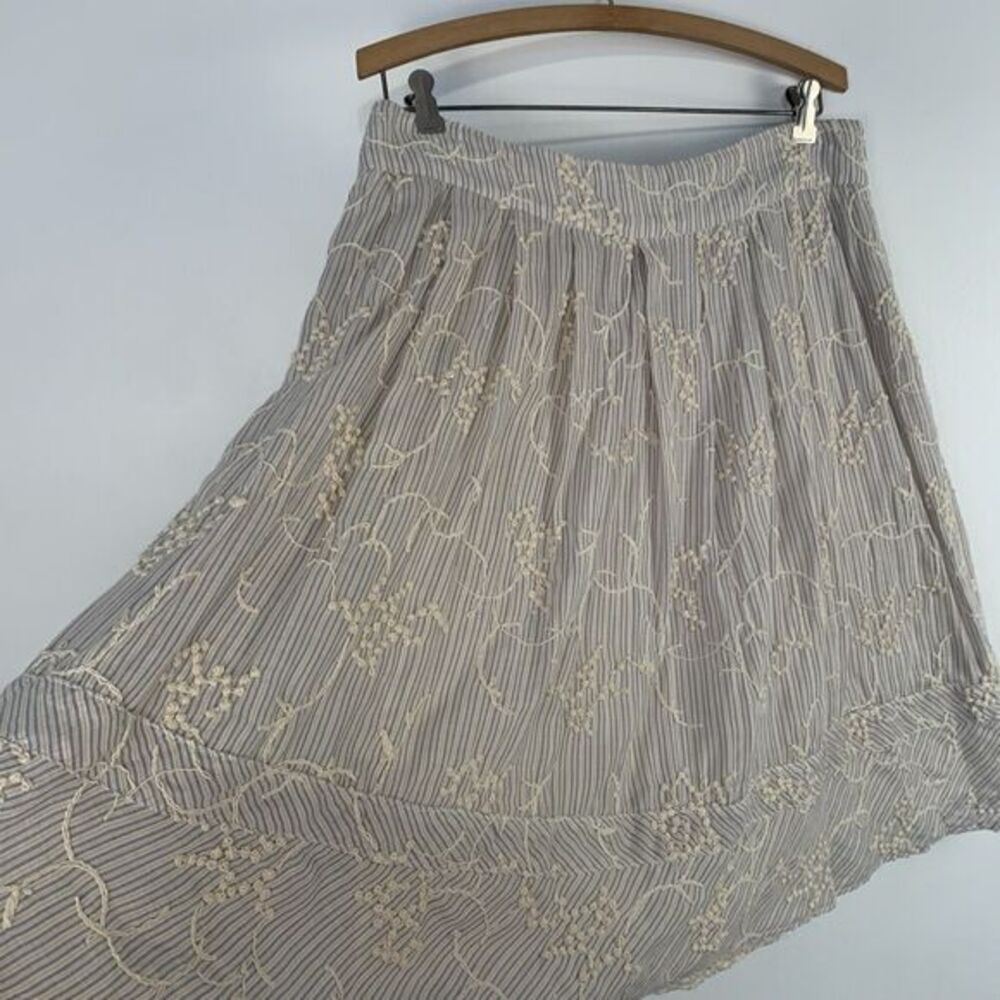 VTG Y2K Antonio Melani Womens 10 Knee Length Flared Full Skirt Striped Embellish